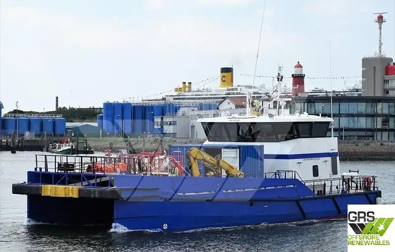 Vėjo jėgainių aptarnavimo laivas parduodamas