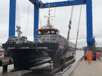 Vėjo jėgainių aptarnavimo laivas parduodamas