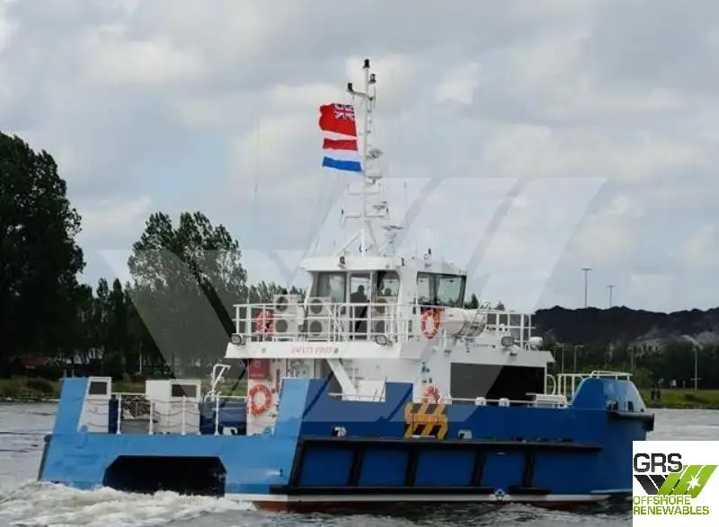 Vėjo jėgainių aptarnavimo laivas parduodamas