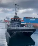 Vėjo jėgainių aptarnavimo laivas parduodamas